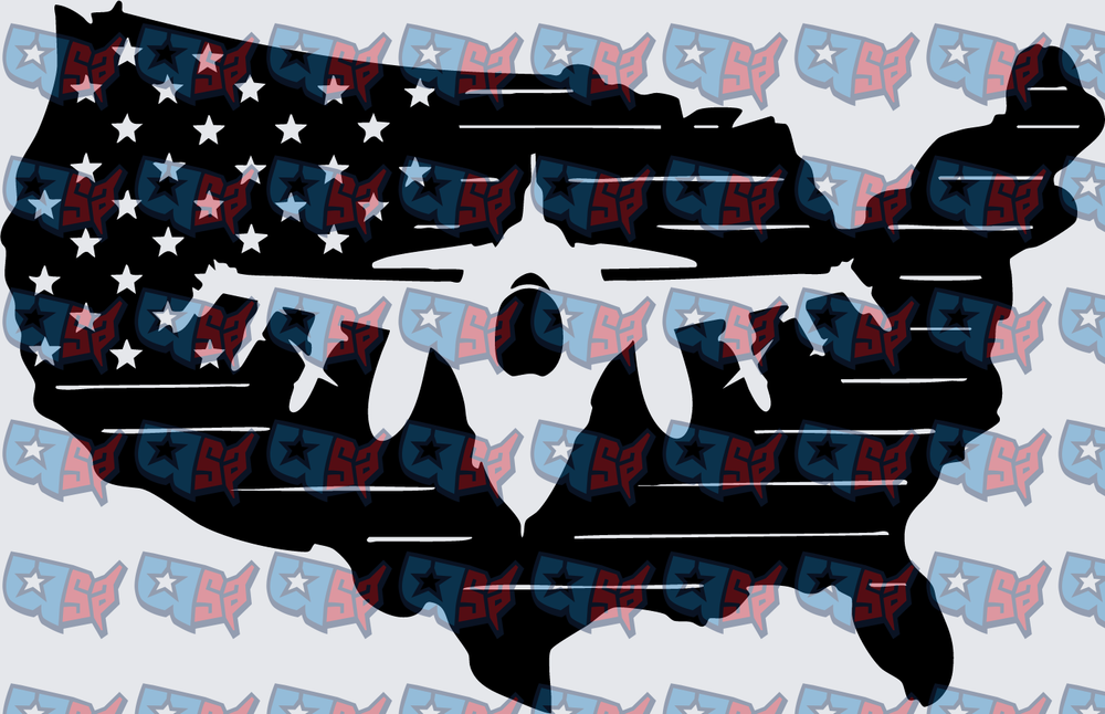 American Flag USA Map Military Fighter Jet (DTF)