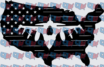 American Flag USA Map Military Fighter Jet (DTF)