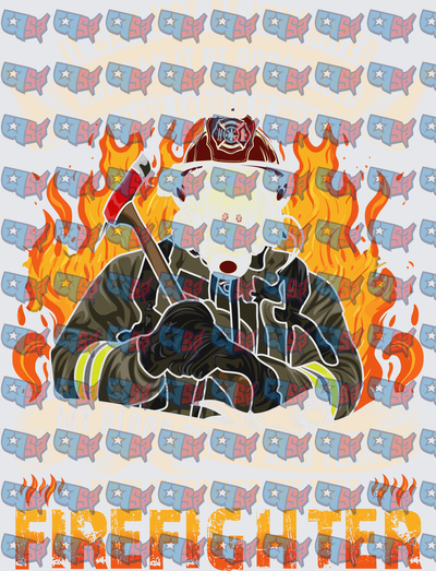 Polar Bear Firefighter With Axe Flames (DTF)
