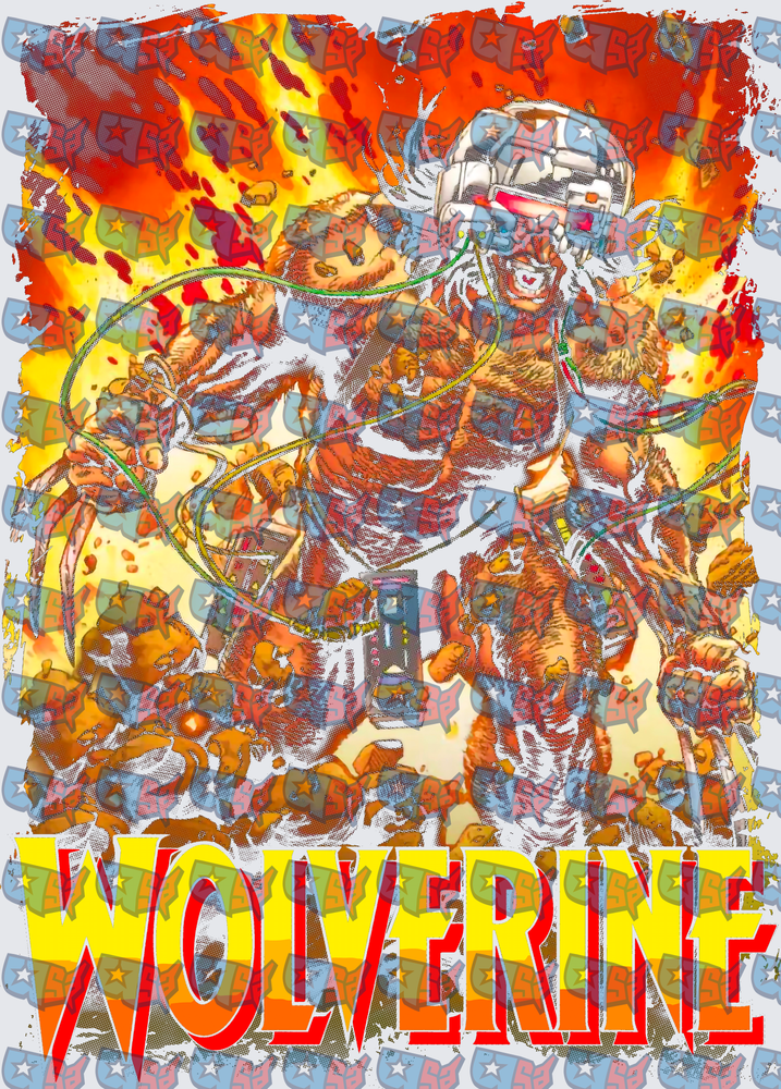 Wolverine Comic Book Retro Flames Explosion Art (DTF)