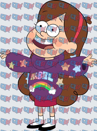 Cheerful Girl Rainbow Sweater Stars Cartoon Character (DTF)