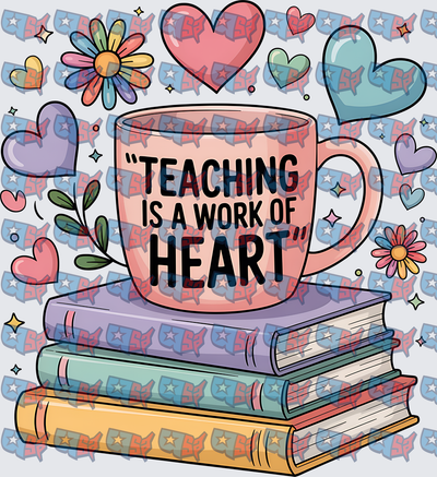 Teaching Is A Work Of Heart Mug And Books (DTF)