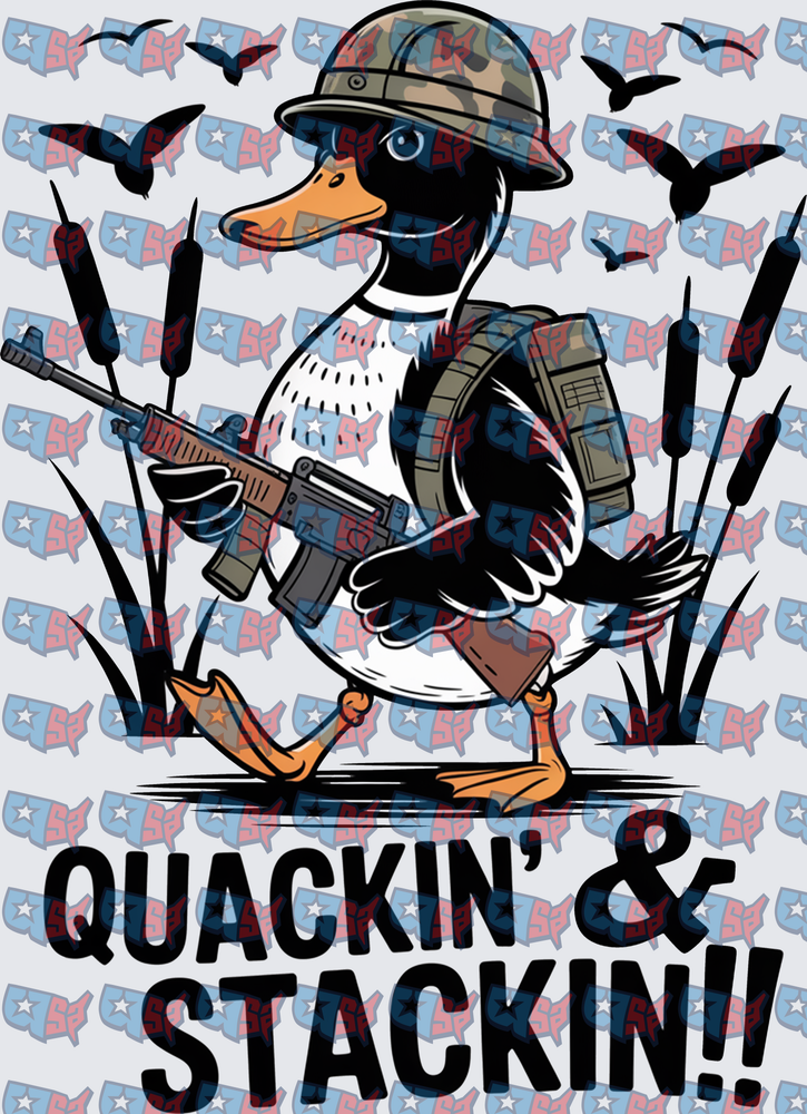 Quackin' & Stackin' Military Duck With Rifle (DTF)