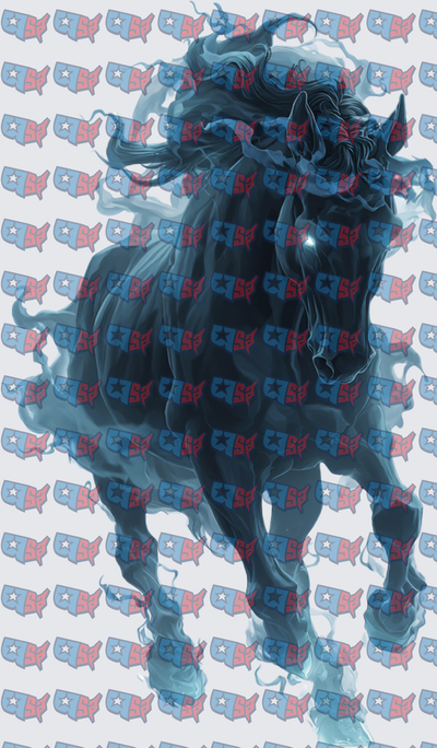 Dark Mystical Bull With Glowing Eyes Blue Smoke (DTF)