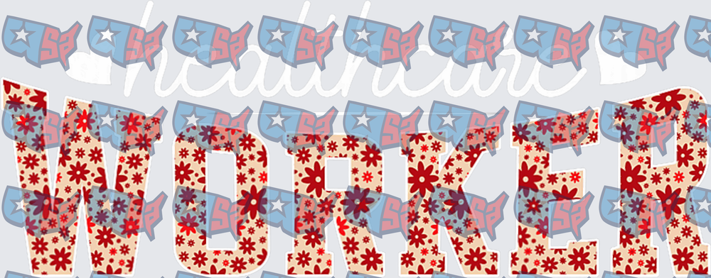 Patriotic Floral Healthcare Worker USA Map (DTF)