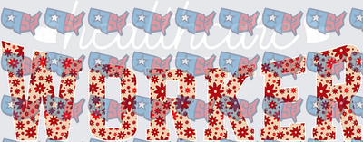 Patriotic Floral Healthcare Worker USA Map (DTF)