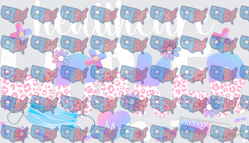 Healthcare USA Map Pink Leopard Floral Pattern (DTF)