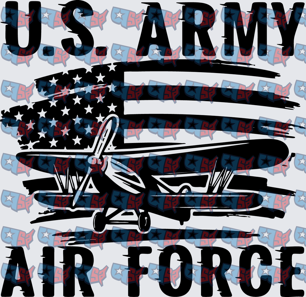 US Army Air Force Vintage Plane American Flag (DTF)