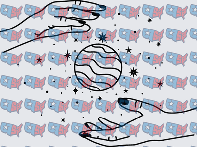 Hands Holding Mystical Planet with Stars (DTF)