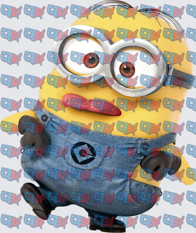 Silly Yellow Minion Character In Denim Overalls (DTF)