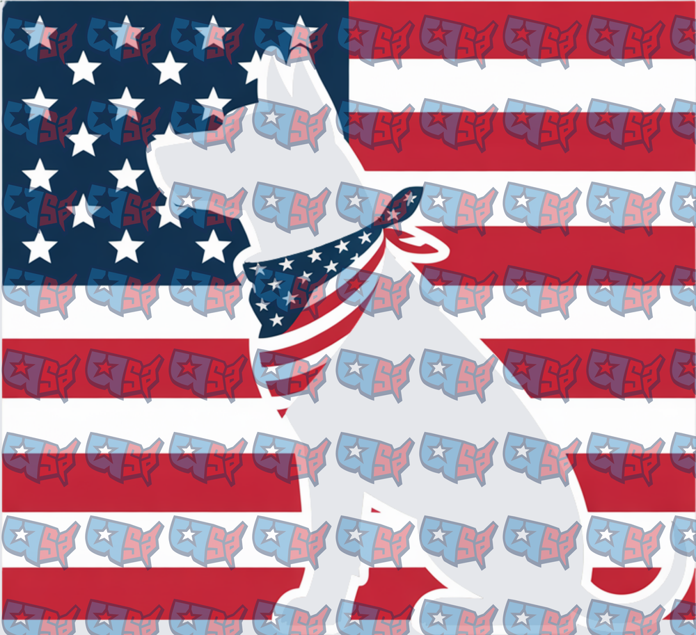 Patriotic Dog Silhouette American Flag Bandana (DTF)