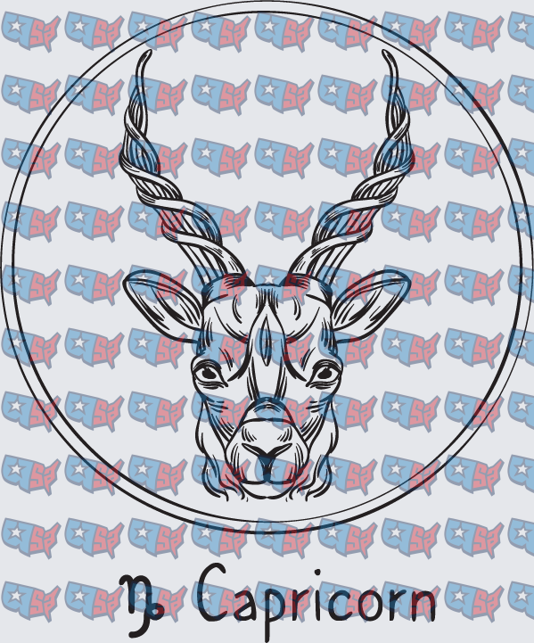 Capricorn Zodiac Sea Goat Circle Design (DTF)
