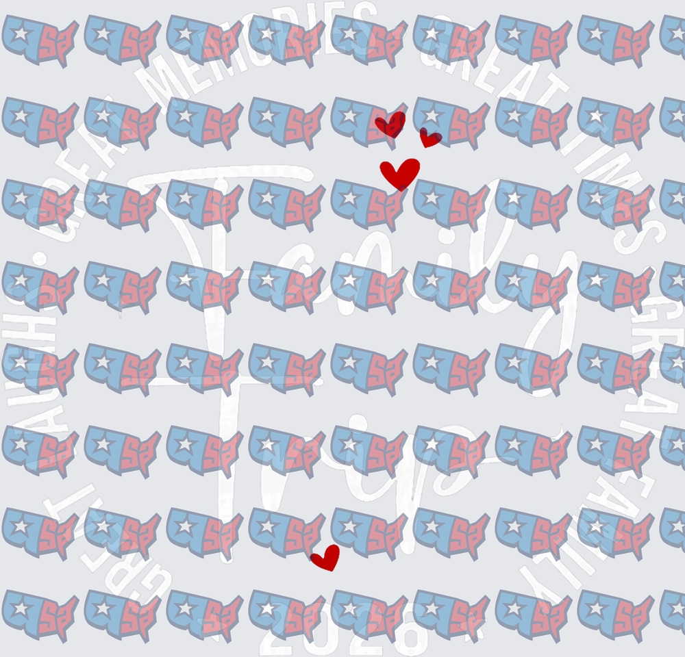 Patriotic USA Map Pattern with Red Hearts (DTF)