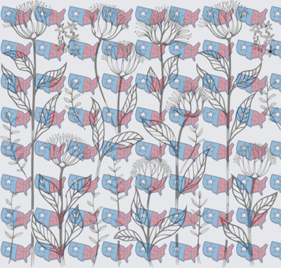 Patriotic USA Map Icons Floral Botanical Pattern (DTF)