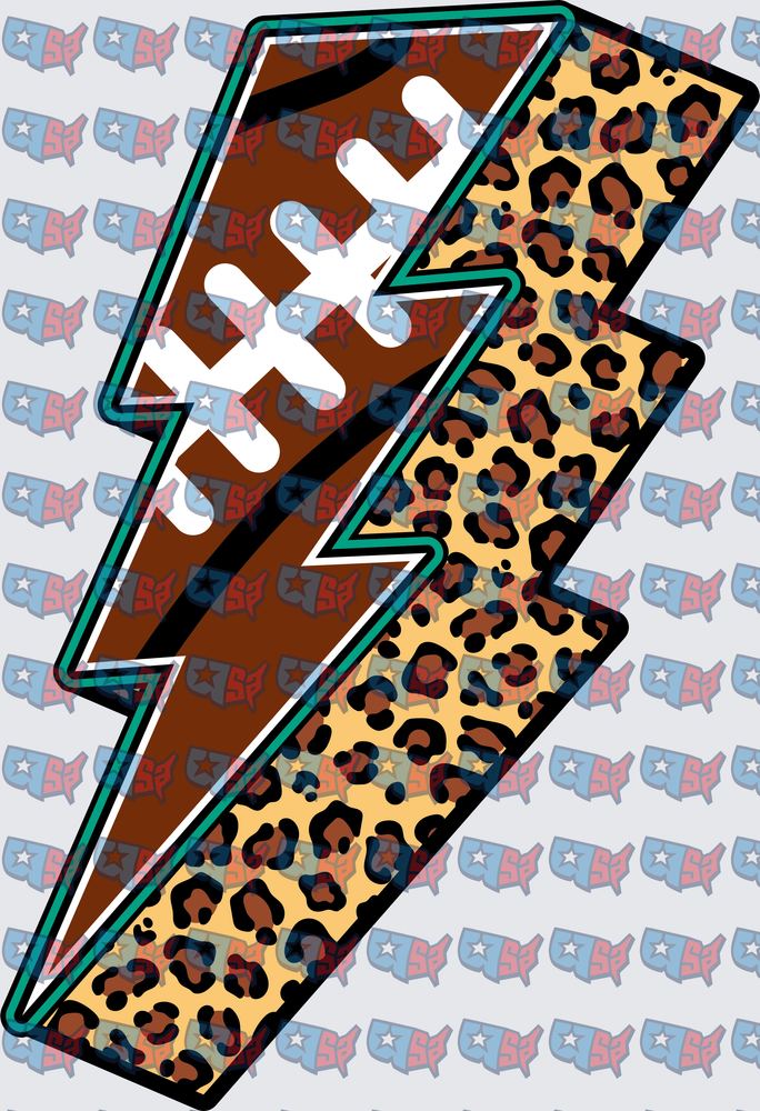 Football Leopard Print Lightning Bolt (DTF)