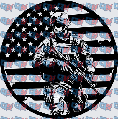 Armed Soldier American Flag Circle Patch (DTF)