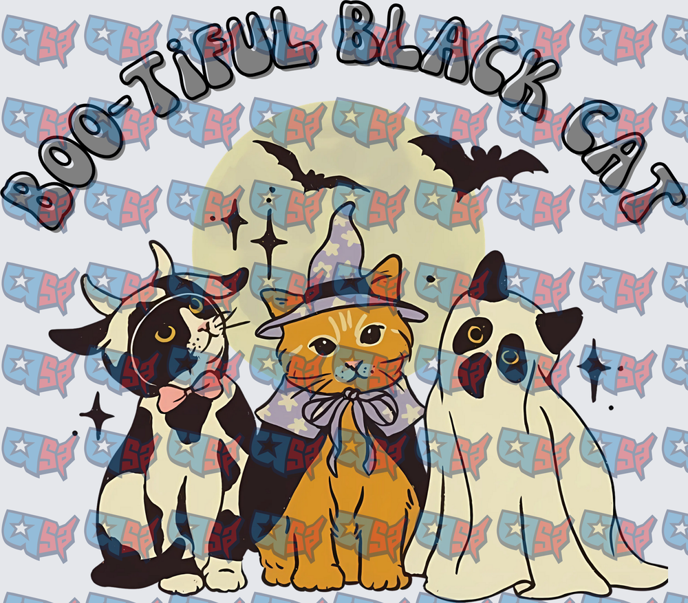 Boo-Tiful Black Cat Halloween Cats Witch Ghost Costume (DTF)