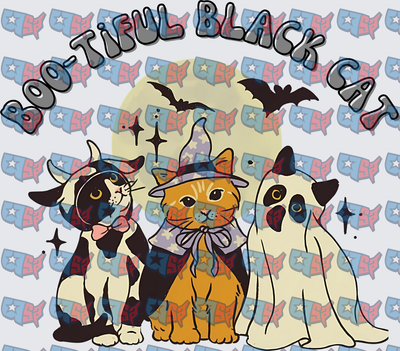 Boo-Tiful Black Cat Halloween Cats Witch Ghost Costume (DTF)