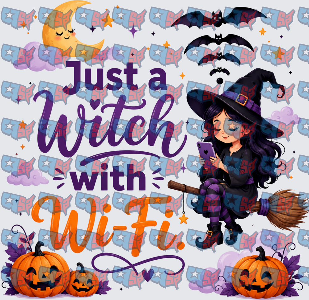 Just A Witch With Wi-Fi Halloween Design (DTF)