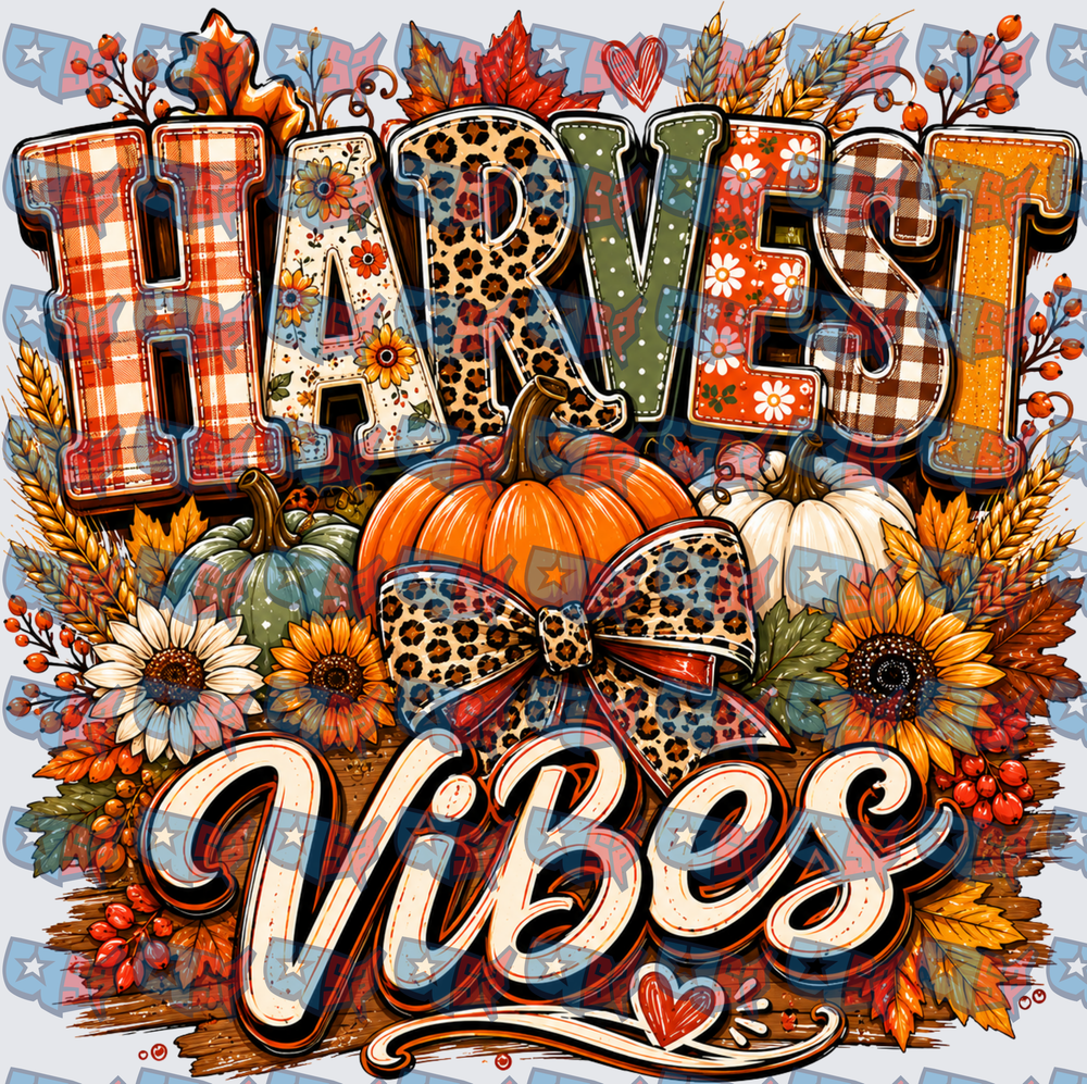 Harvest Vibes Mixed Pattern Pumpkin Fall Design (DTF)