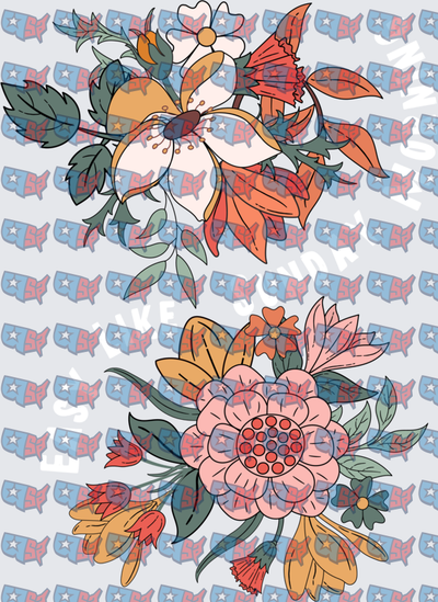 Boho Wildflower Floral Bouquet Duo (DTF)