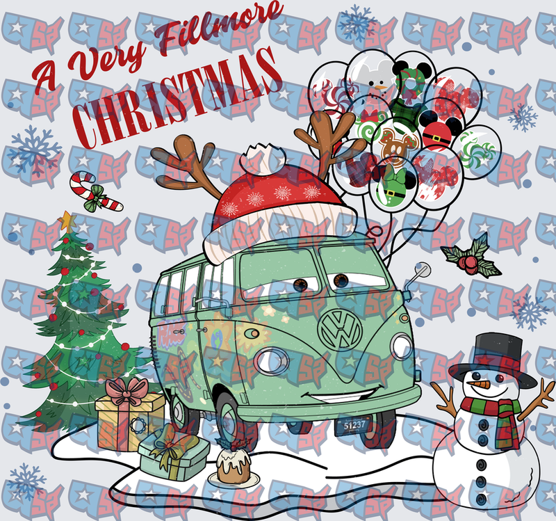 A Very Fillmore Christmas VW Bus Holiday Scene (DTF)