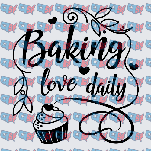 Baking Love Daily Cupcake Floral Script Design (DTF)