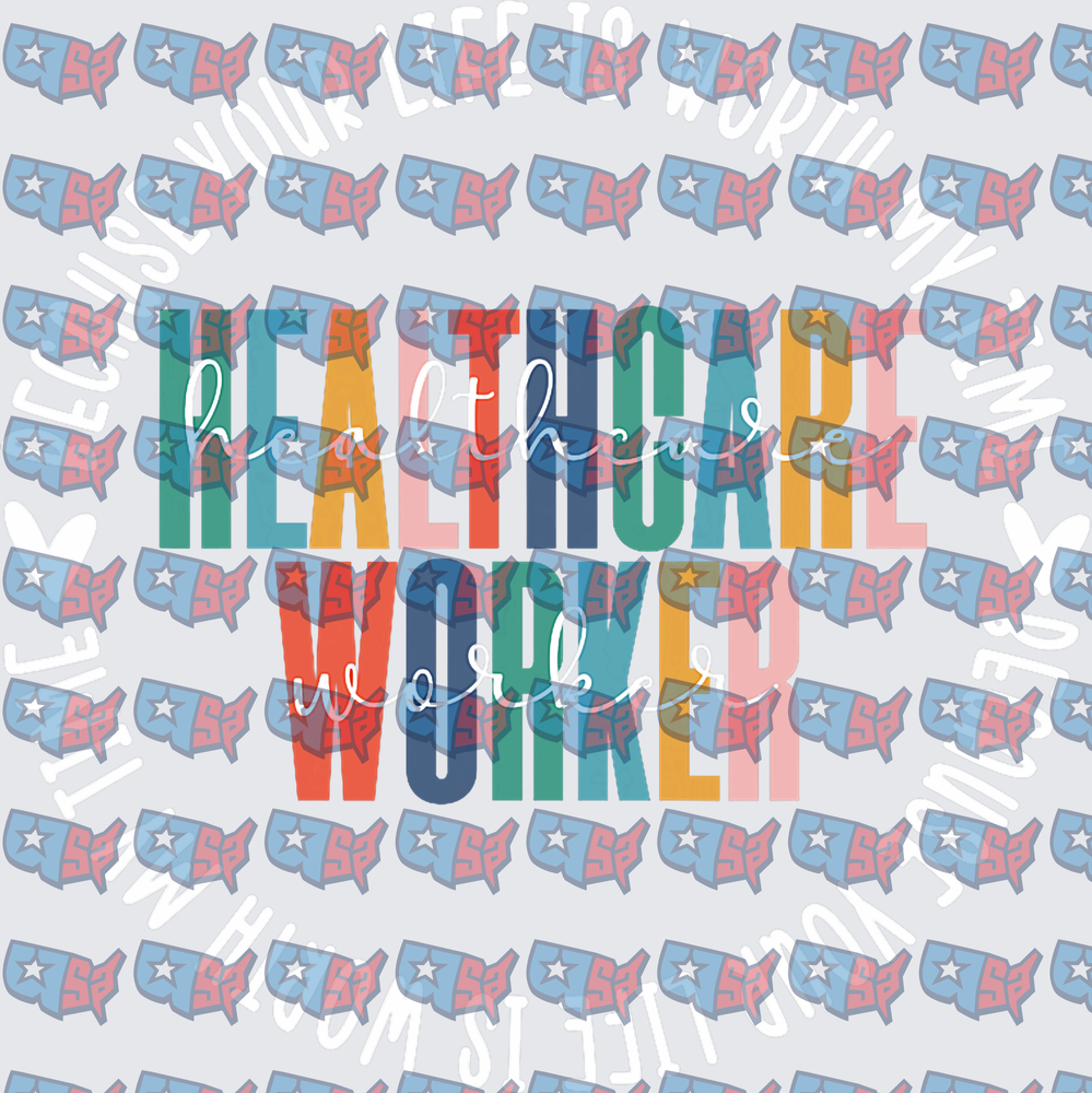 Colorful Bold Healthcare Worker Typography Design (DTF)