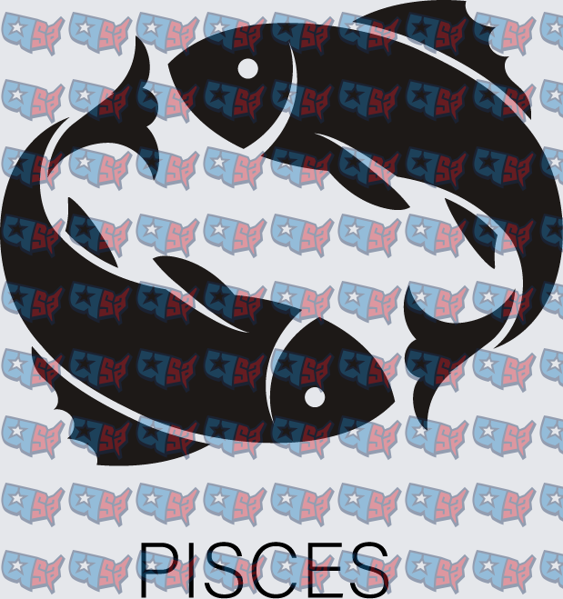 Pisces Zodiac Two Fish Symbol Black (DTF)