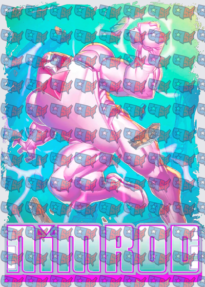 Metallic Pink Armored Fighter Teal Energy Blast (DTF)
