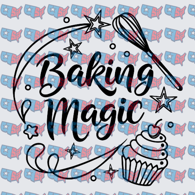 Baking Magic Whisk Cupcake Stars Script Design (DTF)