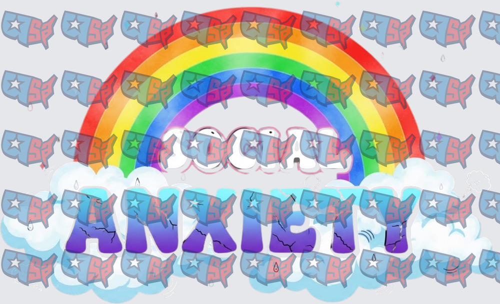 Social Anxiety Rainbow Clouds Colorful Text Design (DTF)