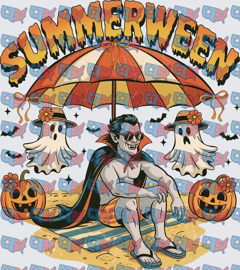 Summerween Vampire Beach Ghosts Pumpkins (DTF)