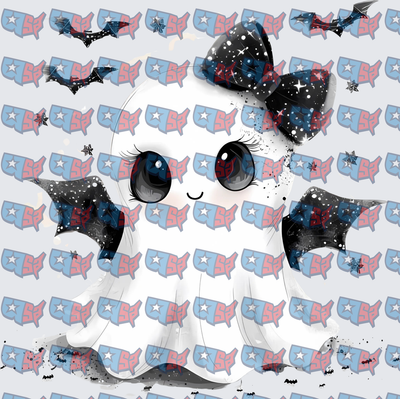 Cute Kawaii Ghost Girl With Galaxy Bat Wings Bow (DTF)