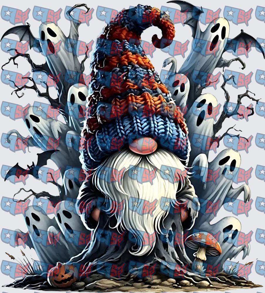 Halloween Gnome Surrounded By Spooky Ghosts (DTF)