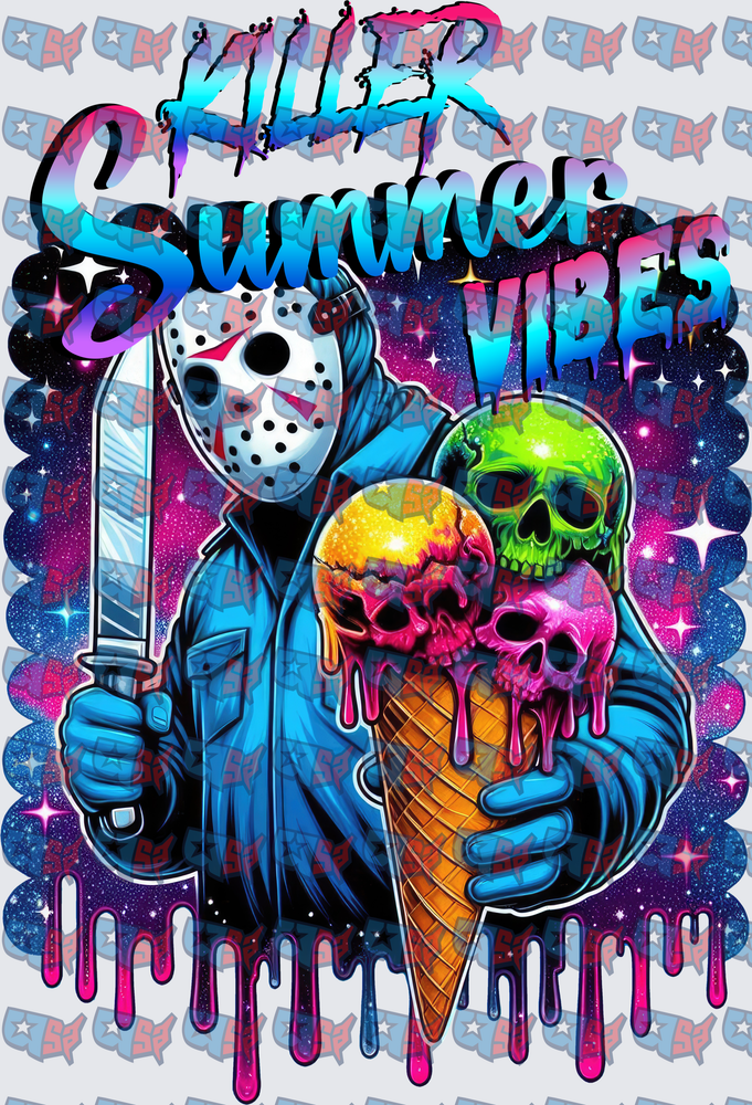 Killer Summer Vibes Hockey Mask Skull Ice Cream (DTF)
