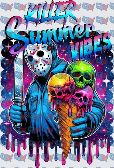 Killer Summer Vibes Hockey Mask Skull Ice Cream (DTF)
