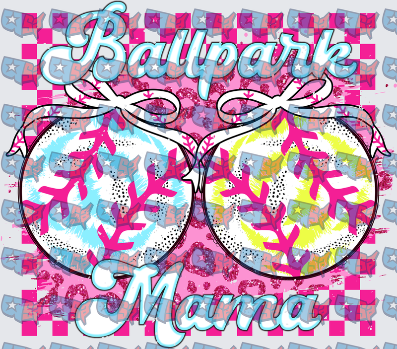 Ballpark Mama Christmas Ornament Sunglasses Pink Checkered (DTF)