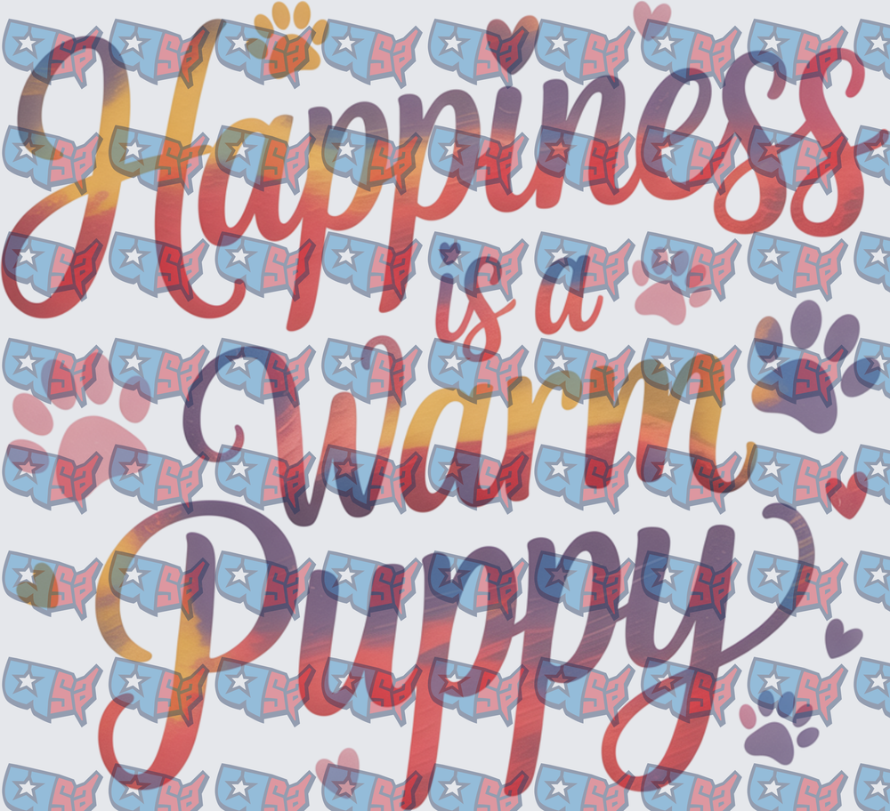 Happiness Is A Warm Puppy Script Design (DTF)