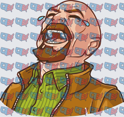 Bald Bearded Man Crying Laughing Cartoon (DTF)