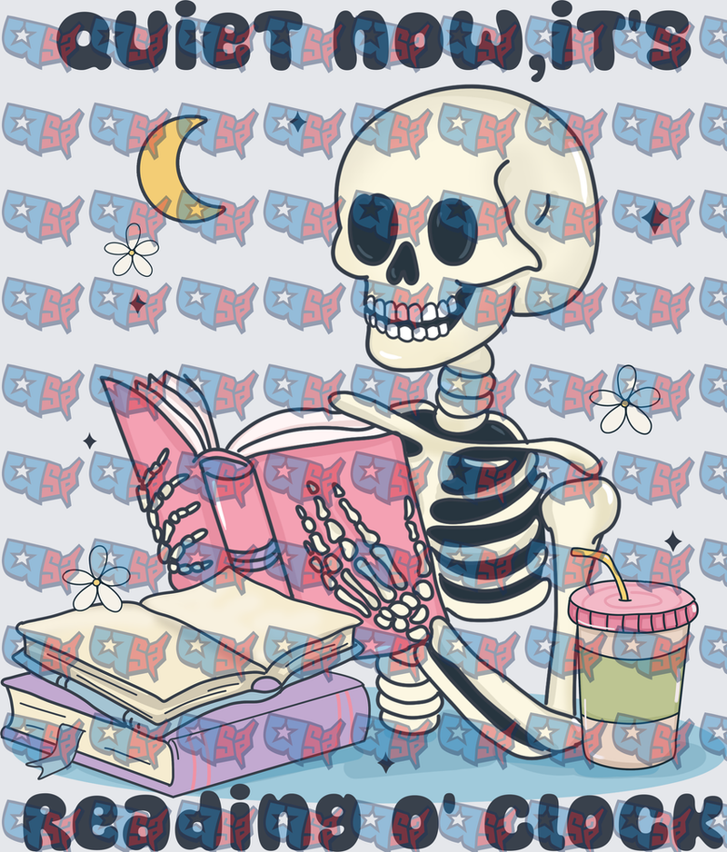 Quiet Now It's Reading O'Clock Skeleton Book (DTF)