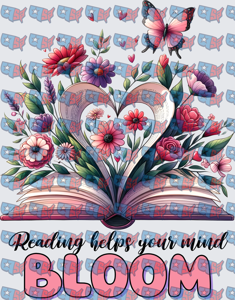 Reading Helps Your Mind Bloom Floral Book (DTF)