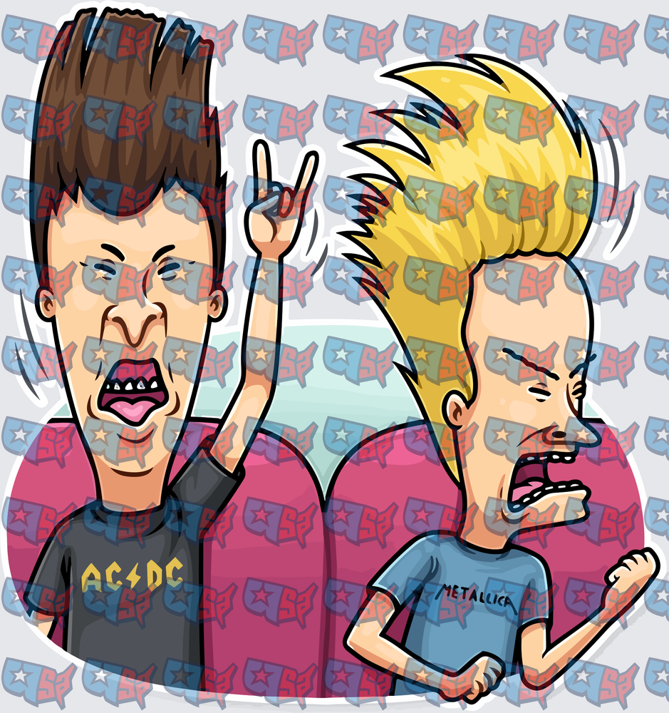 Beavis and Butt-Head Rocking Out Metal Horns (DTF)