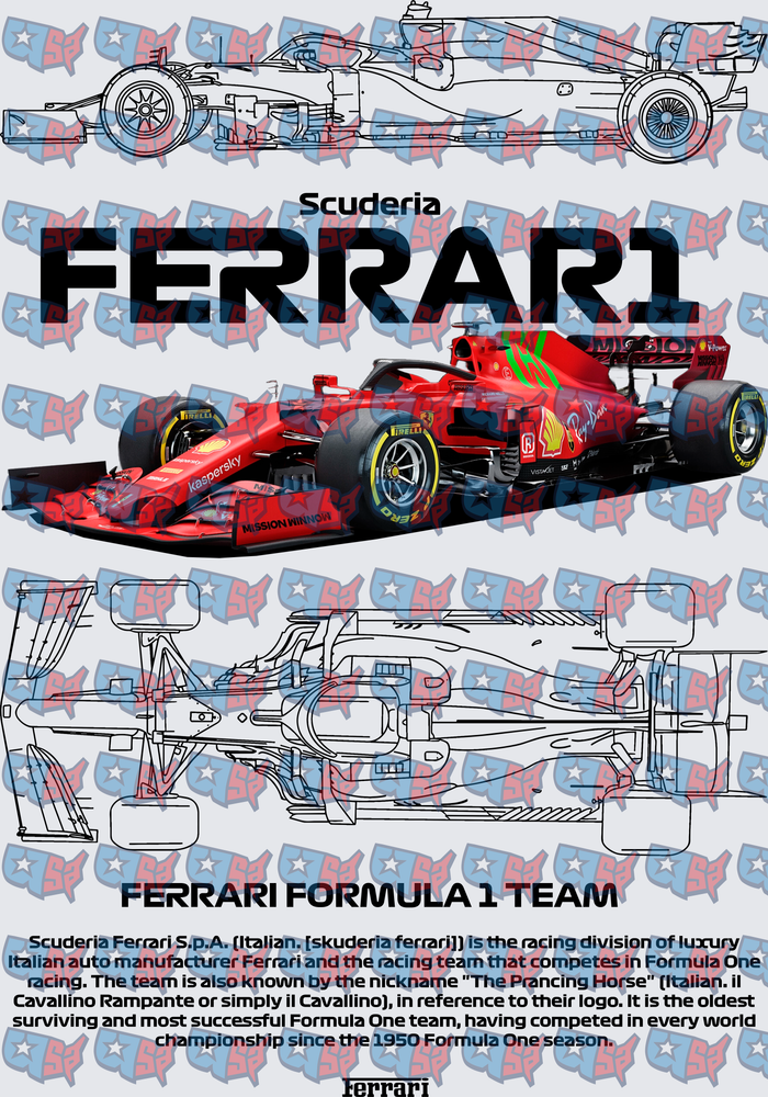 Scuderia Ferrari F1 Racing Team Blueprint Design (DTF)