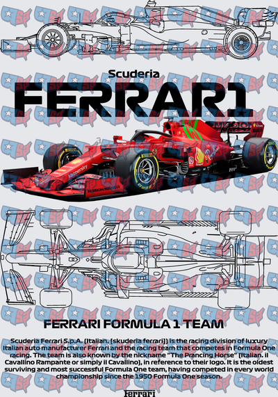 Scuderia Ferrari F1 Racing Team Blueprint Design (DTF)