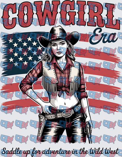 Cowgirl Era Saddle Up Wild West American Flag (DTF)