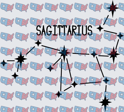 Sagittarius Zodiac Constellation Star Map (DTF)