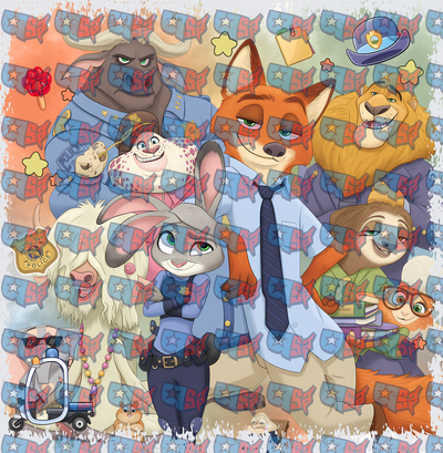 Zootopia Character Squad Group Illustration (DTF)