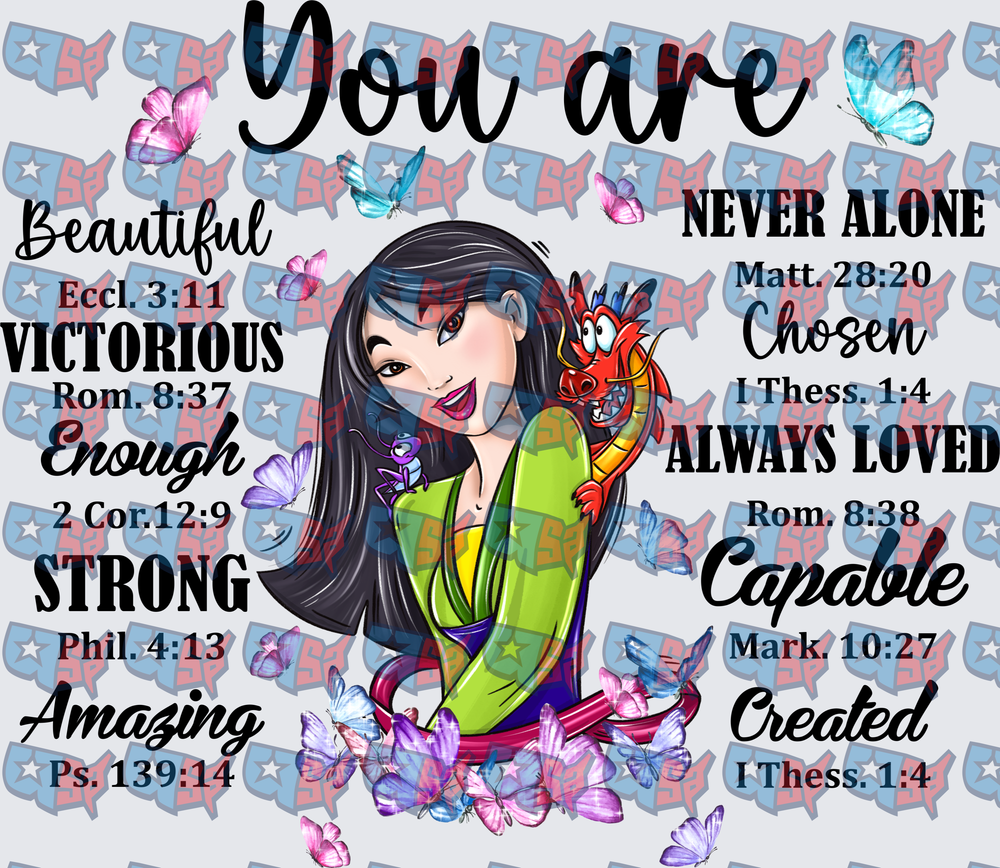Mulan Inspirational Bible Verse Butterfly Design (DTF)