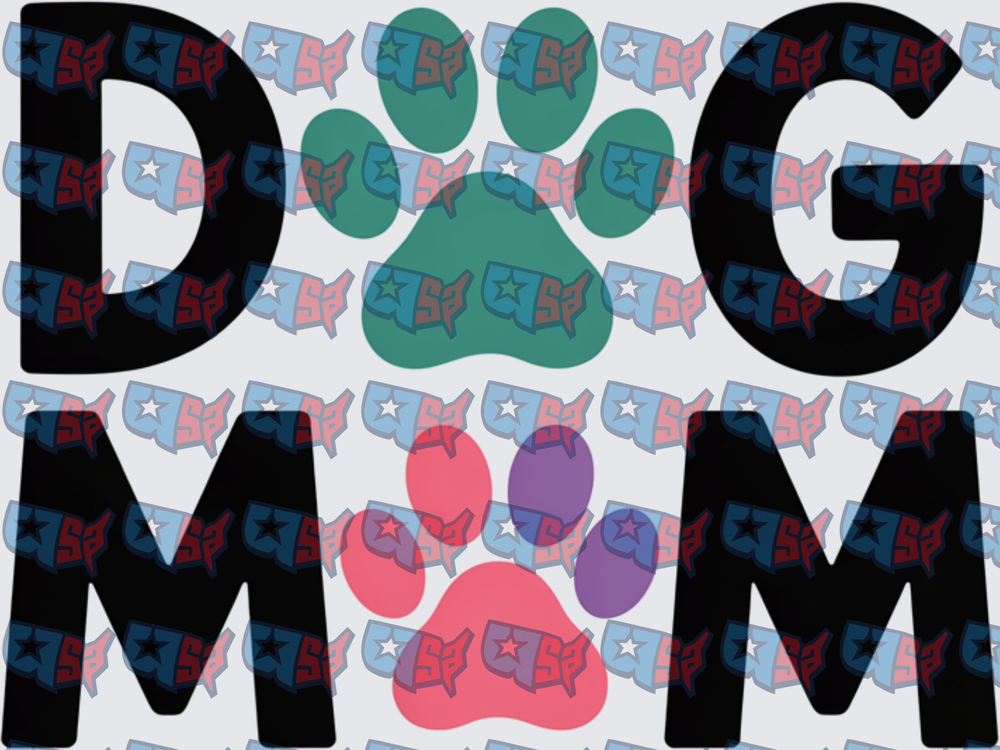 Dog Mom Paw Print Bold Letter Design (DTF)